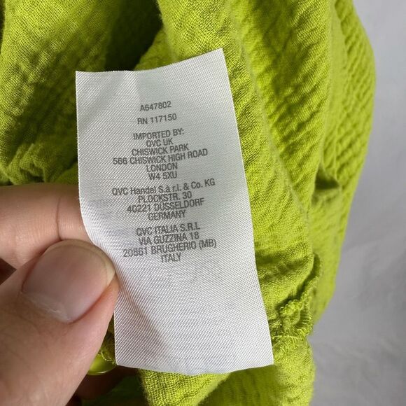 Belle Kim Gravel Lime Green 100% Cotton Gauze Button Down - Women’s S - Picture 8 of 8